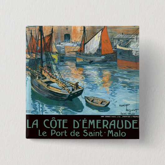 La Côte d'Émeraude Vierkante Button 5,1 Cm (Voorkant)