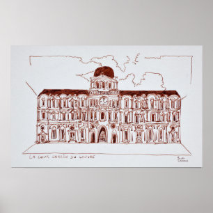 La Cour Carree Courtyard   Louvre, Parijs, Frankri Poster