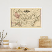 La Crosse & Milwaukee Railroad Map 1855 Poster (Keuken)