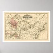 La Crosse & Milwaukee Railroad Map 1855 Poster (Voorkant)
