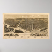 La Crosse WI 1887 Antiek Panorama Poster (Voorkant)