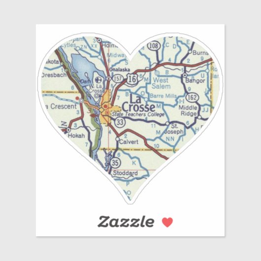 La Crosse WI Classic Map Sticker (Vel)