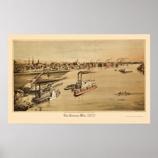 La Crosse, WI Panoramic Map - 1873 Poster (Voorkant)