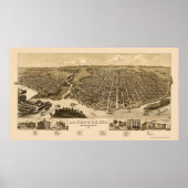 La Crosse, WI Panoramic Map -1887 Poster (Voorkant)