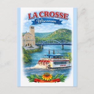 La Crosse, WI Schitterende Wisconsin-prentbriefkaa Briefkaart
