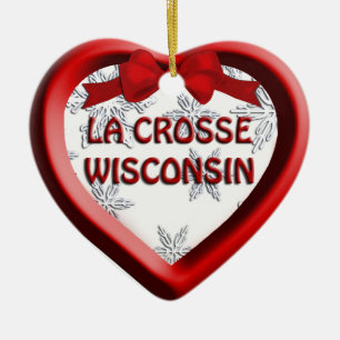 La Crosse Wisconsin Heart kerstversiering Keramisch Ornament