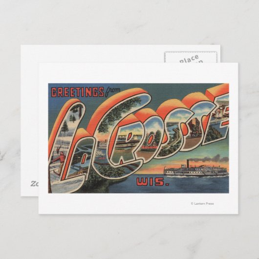 La Crosse, Wisconsin - Large Letter Scenes Briefkaart (Voorkant / Achterkant)