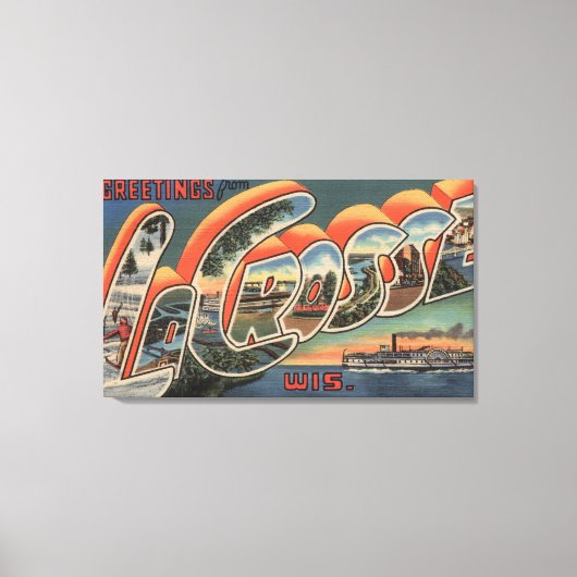 La Crosse, Wisconsin - Large Letter Scenes Canvas Afdruk (Voorkant)