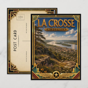 La Crosse Wisconsin Vintage Art Deco Gouden Tijdpe Briefkaart