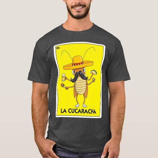 La Cucaracha Cockroach met Taco Beer Mexican T-shirt (Voorkant)