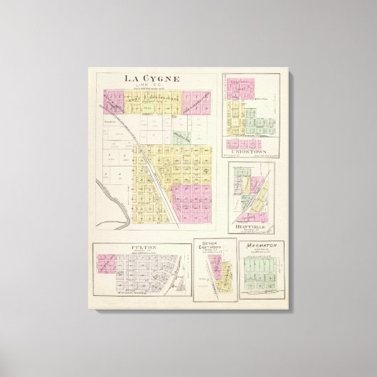 La Cygne, Uniontown, Hiattville, Fulton, Kansas Canvas Afdruk (Voorkant)