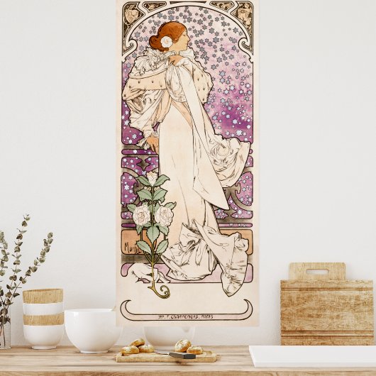 La dame, aux camelias Alphonse Mucha Poster (Keuken)