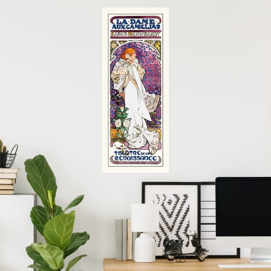 La Dame aux Camélias door Mucha Poster (Thuiskantoor)