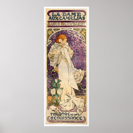 La Dame aux Camélias van Alfons Mucha (1896) Poster (Voorkant)