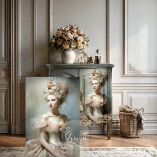 La Dauphine Champagne Gown Roses Powdered Wig Tissuepapier