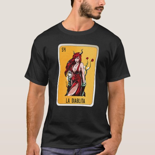 La Diablita Mexican Slang Lottery Bingo Kaarten T-shirt (Voorkant)