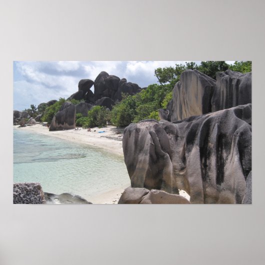 La Digue, Seychellen, Beach, Rocks Poster (Voorkant)