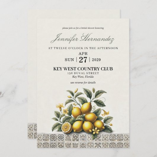 La Dolce Lemons Bridal Shower Kaart (Voorkant / Achterkant)