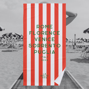 La Dolce Vita 5 bestemmingen Red Italy Stripe Strandlaken