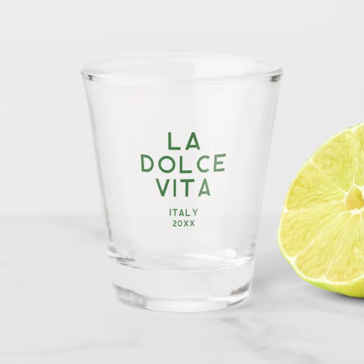 La Dolce Vita Aangepaste Datum Reizen Souvenir Shot Glas (Voorkant)