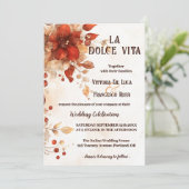 La Dolce Vita All-in-One Italiaanse rode bruiloft Kaart (Staand voorkant)