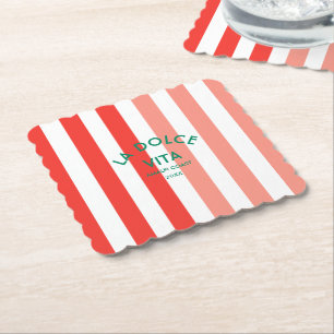 La Dolce Vita Amalfi Coast Cabana Stripe Kartonnen Onderzetters
