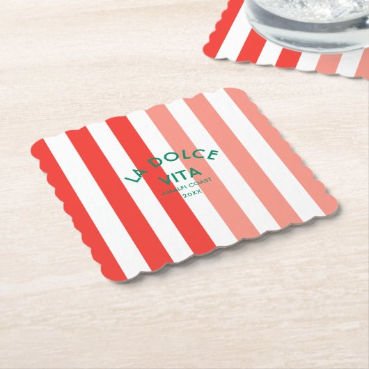 La Dolce Vita Amalfi Coast Cabana Stripe Kartonnen Onderzetters (Gebogen)