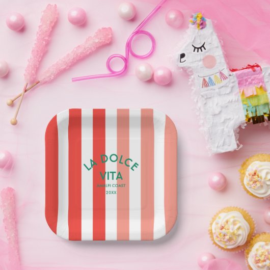 La Dolce Vita Amalfi Coast Cabana Stripe Papieren Bordje (Feest)