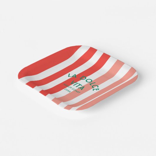 La Dolce Vita Amalfi Coast Cabana Stripe Papieren Bordje (Gebogen)