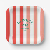 La Dolce Vita Amalfi Coast Cabana Stripe Papieren Bordje (Voorkant)