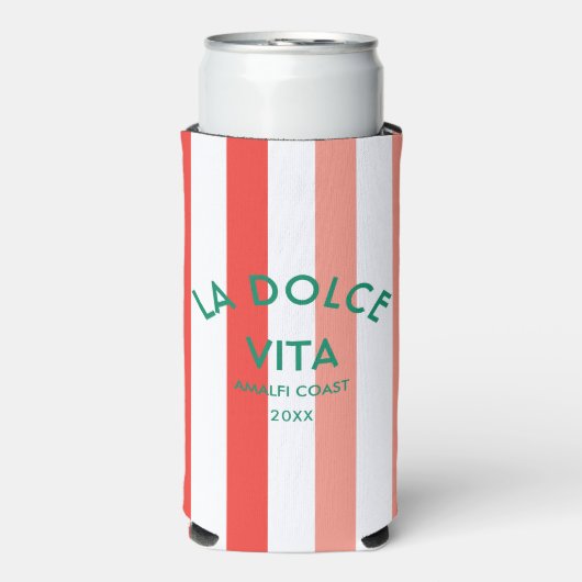 La Dolce Vita Amalfi Coast Cabana Stripe Seltzer Blikjeskoeler (Seltzer Voorkant)