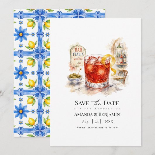 La Dolce Vita Amalfi Coast Spritz Cocktail Save The Date (Voorkant / Achterkant)