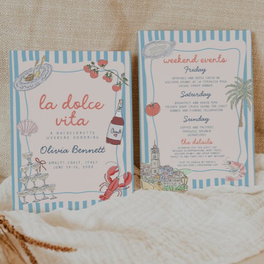 La Dolce Vita Bachelorette Party Invitation Kaart