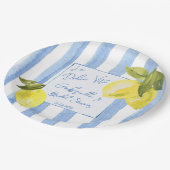 La Dolce Vita blauwe strepen citroenen vrijgezelle Papieren Bordje (Gekanteld)