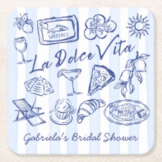 La dolce vita blue Italian bridal shower favors Kartonnen Onderzetters