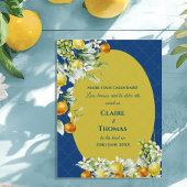 La Dolce Vita Blue Lemon Mediterranean Wedding Aankondigingskaart