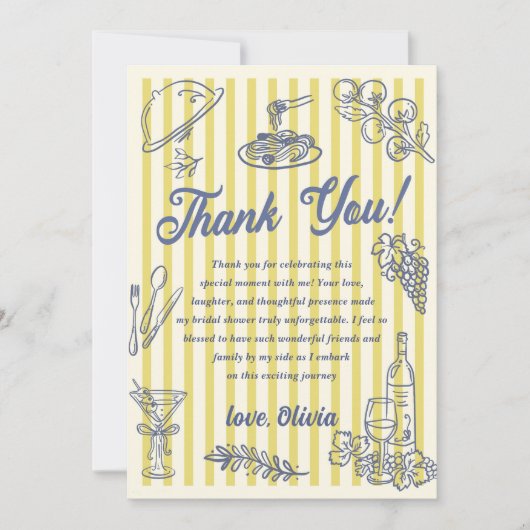 La Dolce Vita Bridal Shower Thank You Card Kaart (Voorkant)