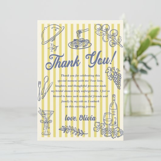 La Dolce Vita Bridal Shower Thank You Card Kaart (Staand voorkant)