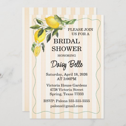 La Dolce Vita bruidsdouche uitnodiging (Voorkant / Achterkant)