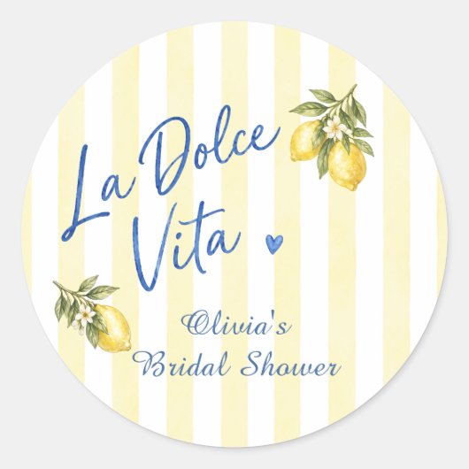 La Dolce Vita Bruidsfeest Ronde Sticker (Voorkant)