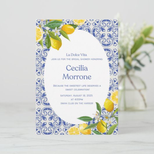 La Dolce Vita Bruidsfeest Uitnodiging (Staand voorkant)