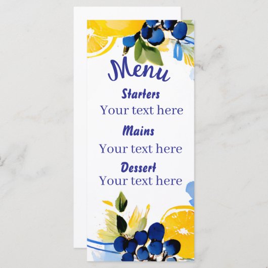 La Dolce Vita bruiloft Menu (Voorkant / Achterkant)