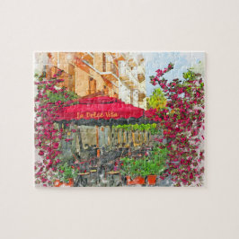 La Dolce vita cafe in italië Waterverf Puzzle Legpuzzel