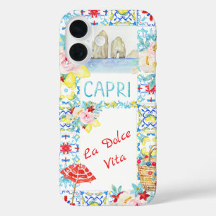 La Dolce Vita Capri Blauwe Tegels Italiaans iPhone 16 Hoesje