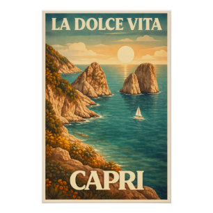La Dolce Vita Capri Reisreclame uit het verleden Perfect Poster