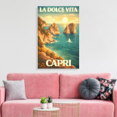 La Dolce Vita Capri Vintage Reisposter Canvas Afdruk (Insitu (Woonkamer))