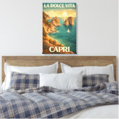 La Dolce Vita Capri Vintage Reisposter Canvas Afdruk (Insitu (Slaapkamer))