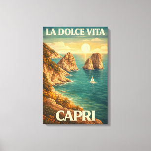 La Dolce Vita Capri Vintage Reisposter Canvas Afdruk