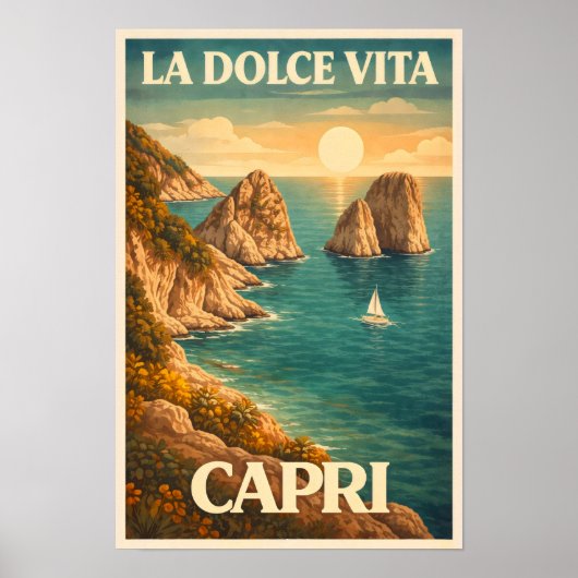 La Dolce Vita - Capri Vintage Travel Poster (Voorkant)