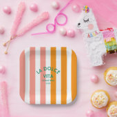 La Dolce Vita Cinque Terra Cabana Stripe Papieren Bordje (Feest)